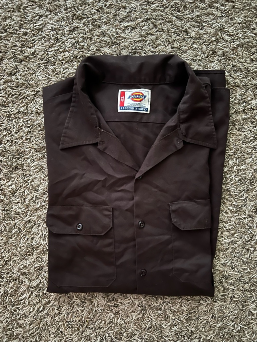 Dickies Dark Brown Work Shirt with Logo Patch